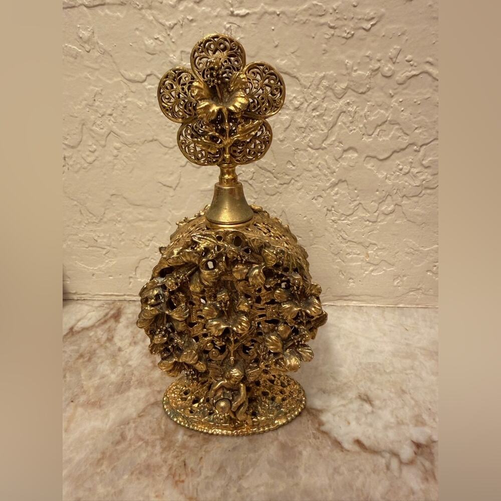 Ornate Gold Decorative Perfume Bottle Baroque style Hollywood Regency